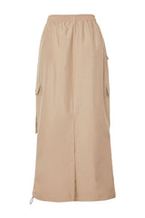 Beige Pocket Detailed Hemline Midi Skirt Twoss24et00149