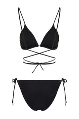 Black Triangle Tie Regular Leg Bikini Set Tbess23bt00054