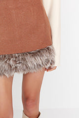 Camel Hem Plush Detailed Super Mini Woven Skirt Twoaw23et00300