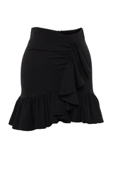 Black Ruffled Mini Skirt Tprss24et00006