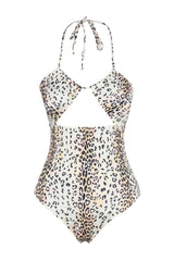 Animal Patterned Strapless Cut Out/regular Leg Swimsuit With Window Tbess23ma00238