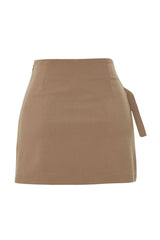 Stone Double Breasted Closure Buckle Detailed Woven Shorts Skirt Twoss24sr00061