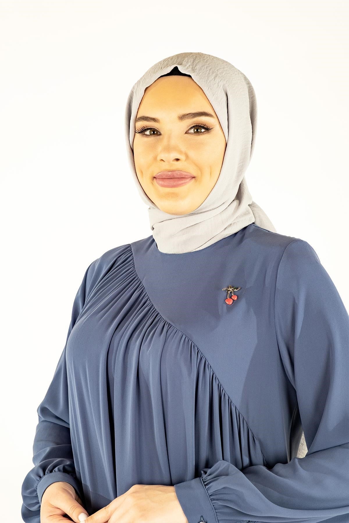 Cross Robes Ruffle Draped Indigo Burkini Dress 5450 T23el3m5450