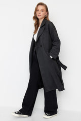 Mink Oversize Wide Cut Belt Long Woolen Cashmere Coat Twoaw22kb0015