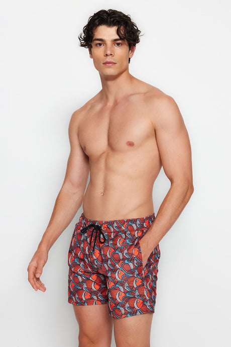 Multicolor Mens Fish Printed Standard Size Swimsuit Marine Shorts Tmnss20ds0006