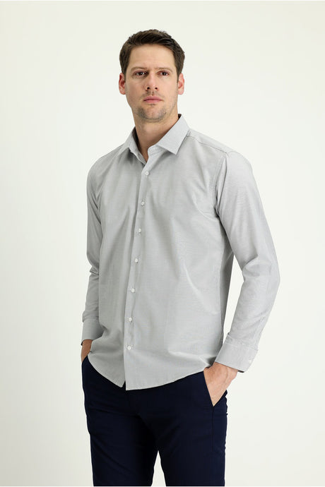 Long Sleeve Slim Fit Classic Striped Cotton Shirt 522685