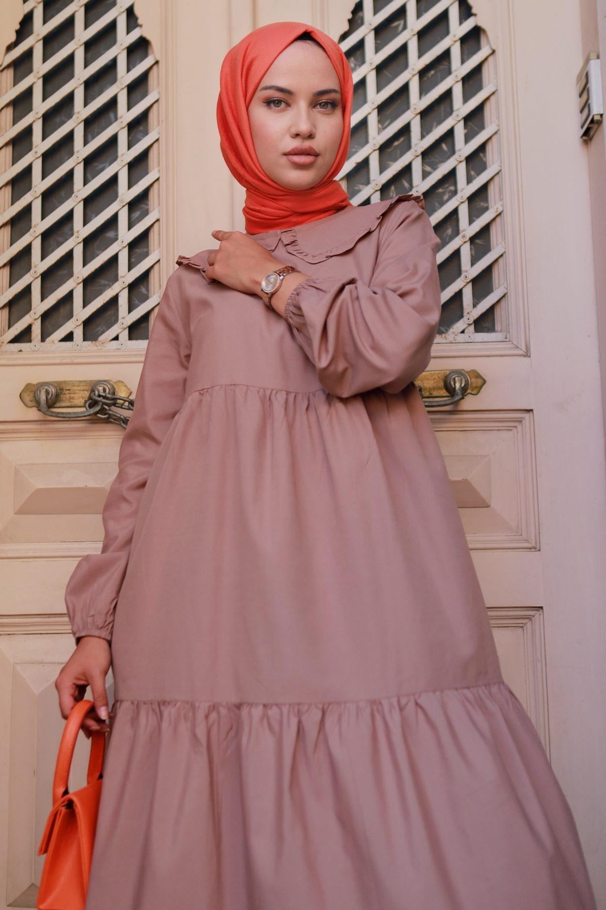 Baby Collar Burkini Dress Brown 2080