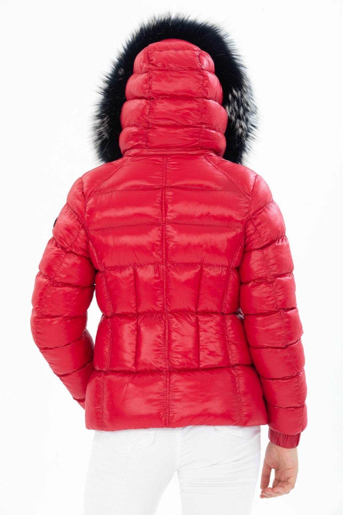 Women's Short Removable Fur Hooded Padded Inflatable Coat 8347 Gfx8347