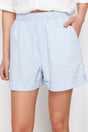 Light Blue Elastic Waist Chambre Denim Shorts & Bermuda Twoss24sr00078