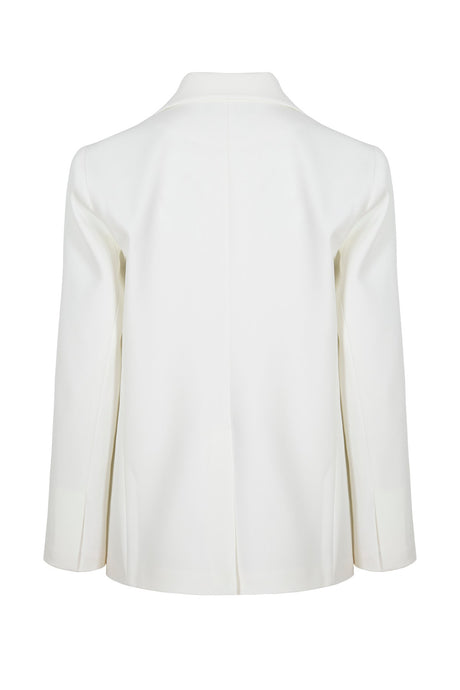 Women's White Single Button Jacket Lg-oz387-tdc Lg-oz387-tdc