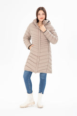 Women Long Removable Hooded Padded Water Repellent Inflatable Coat 8642 Gfx8642