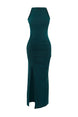 Black Limited Edition Halter Neckline Draped Body-fitting Flexible Maxi Pencil Dress Twoss24el00557