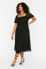 Black Woven Slit Dress Tbbss22ah0012