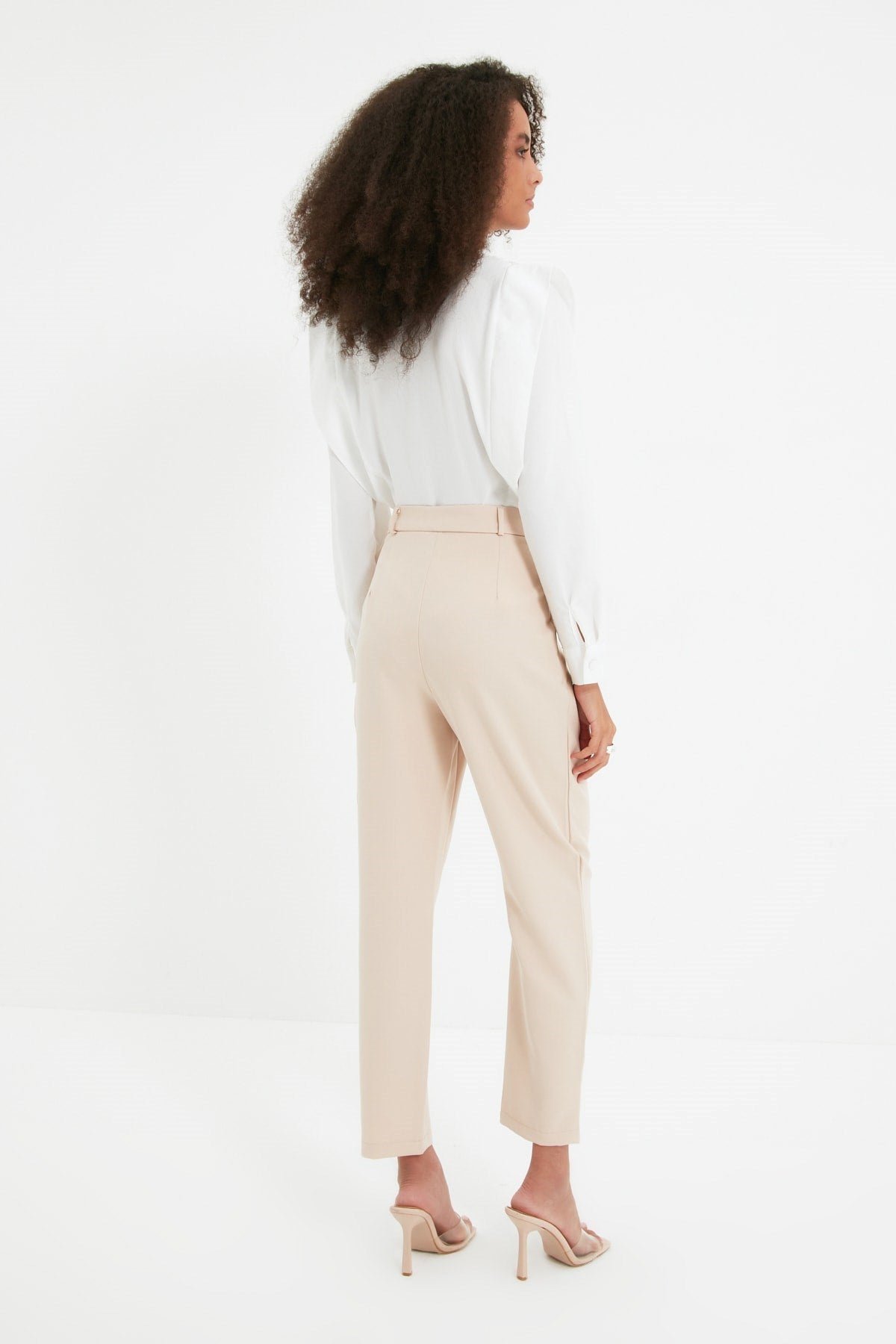 Beige Cigarette Woven Pants Twoaw22pl0363