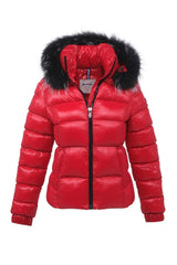 Women's Short Removable Fur Hooded Padded Inflatable Coat 8347 Gfx8347