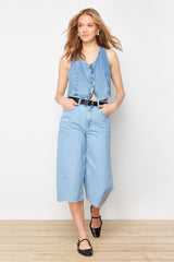 Blue More Sustainable High Waist Denim Bermuda Twoss24sr00159