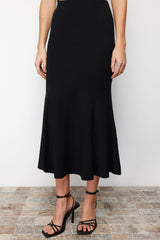 Scissor Skirt Ruffle Regular Waist Midi Flexible Knit Skirt Twoss24et00037