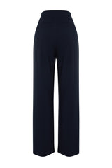 Navy Blue Limited Edition Belt Detailed Wide Leg/wide Leg Woven Pants Twoss24pl00102