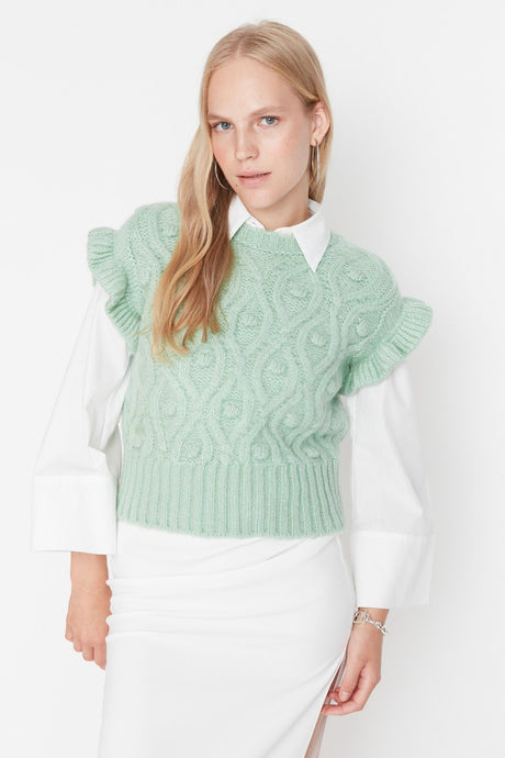 Mint Crop Soft Textured Knitwear Sweater Twoaw23sv00129