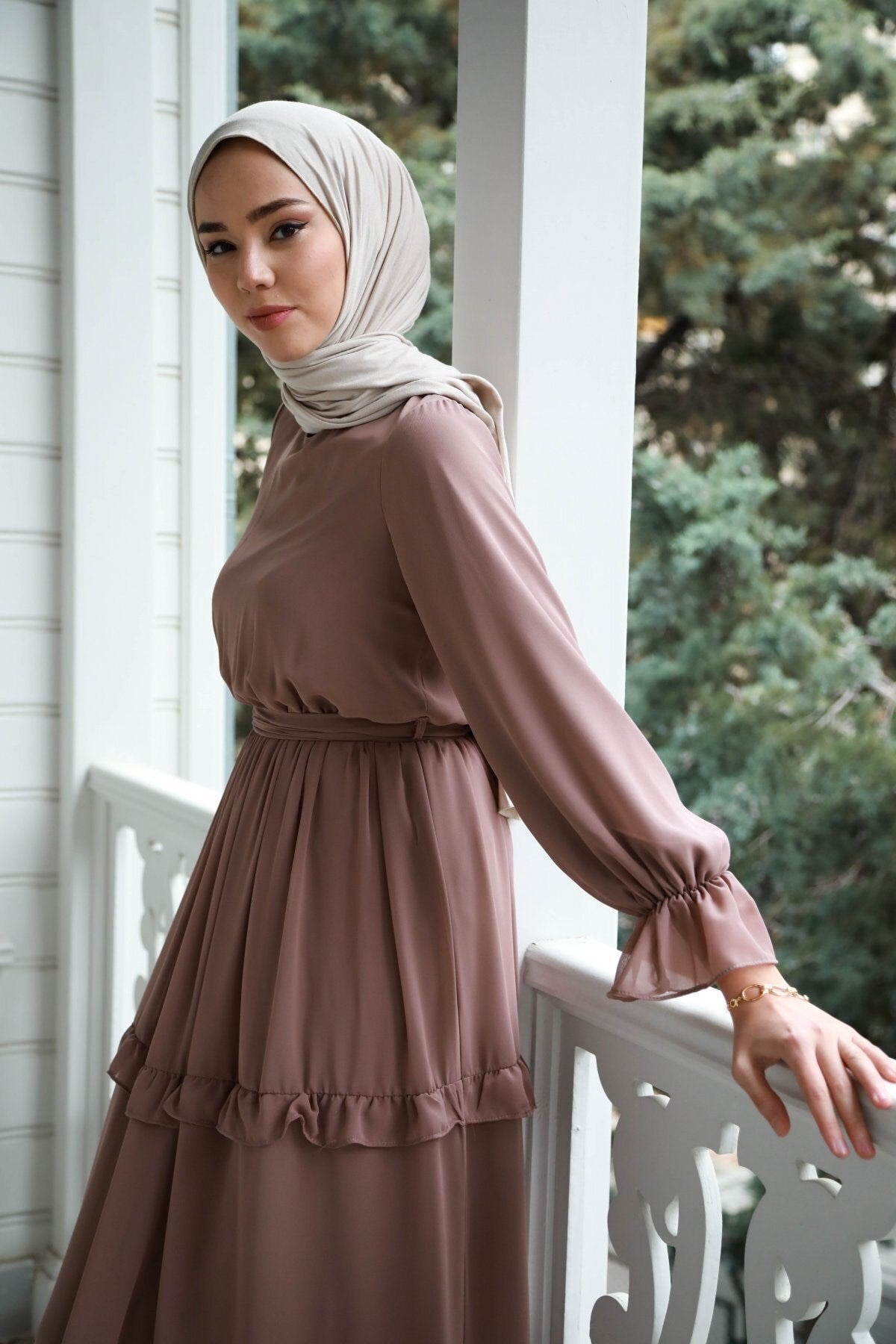 Women Monica Mink Chiffon Dress Gzc1monca60