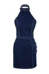 Limited Edition Dark Blue Button Detailed Denim Dress Twoss23el01730