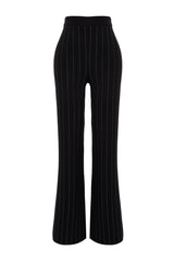 Black Woven Shiny Stone Pants Tprss24pl00001