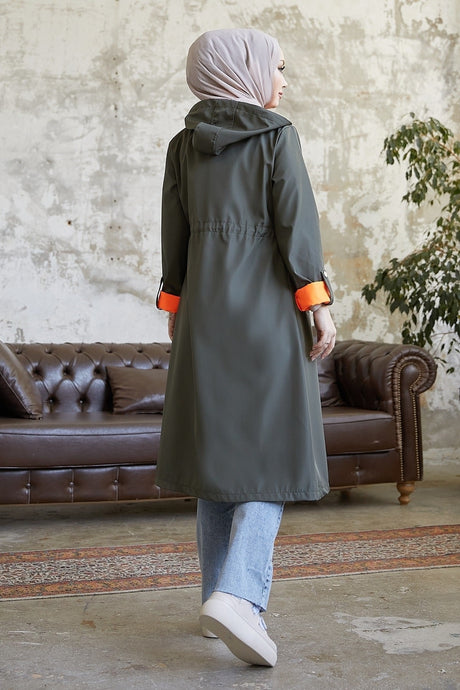 Neon Trench Hooded Sweatshirt At Waist - Taba\ Orange Ms00or12093