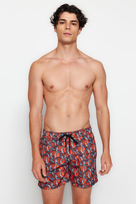 Multicolor Mens Fish Printed Standard Size Swimsuit Marine Shorts Tmnss20ds0006