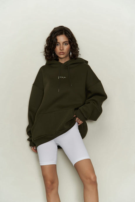 Just Be You Dark Khaki Hoodie Sweatshirt 2307