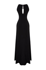 Limited Edition Black Window/cut Out Detailed Night Long Evening Dress Tprss24ae00049