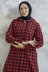 Lenya Plaid Pattern Cap - Red Ms00an68230