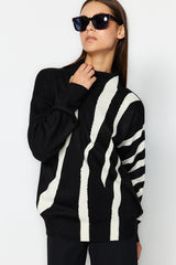 Black Contrast Color Knitwear Sweater Twoaw24kz00836