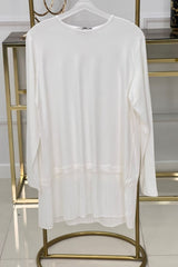 Women's White Sleeveless Pleated Cotton Combed Inner Tunic 0778