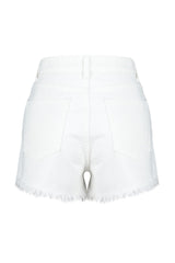 White Denim Tassel Denim Shorts & Bermuda Tbess24sr00005