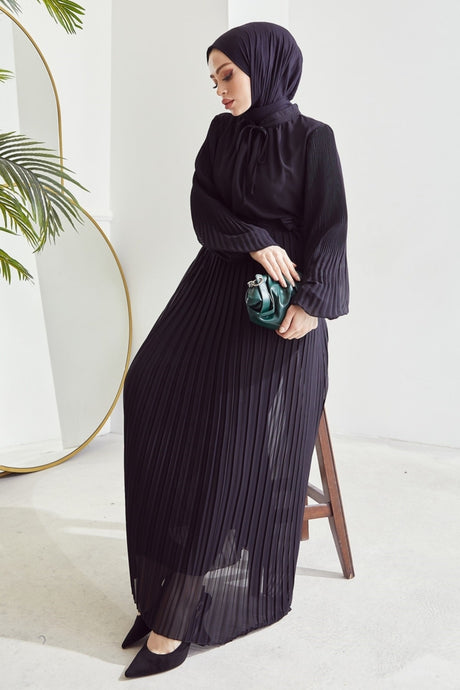 Original Sleeves Pleated Chiffon Burkini Dress - Black Ms00an03030