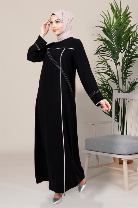 Seden Jointed Sports Sewing Detailed Burkini Black Dress 5478 T23el3m5478