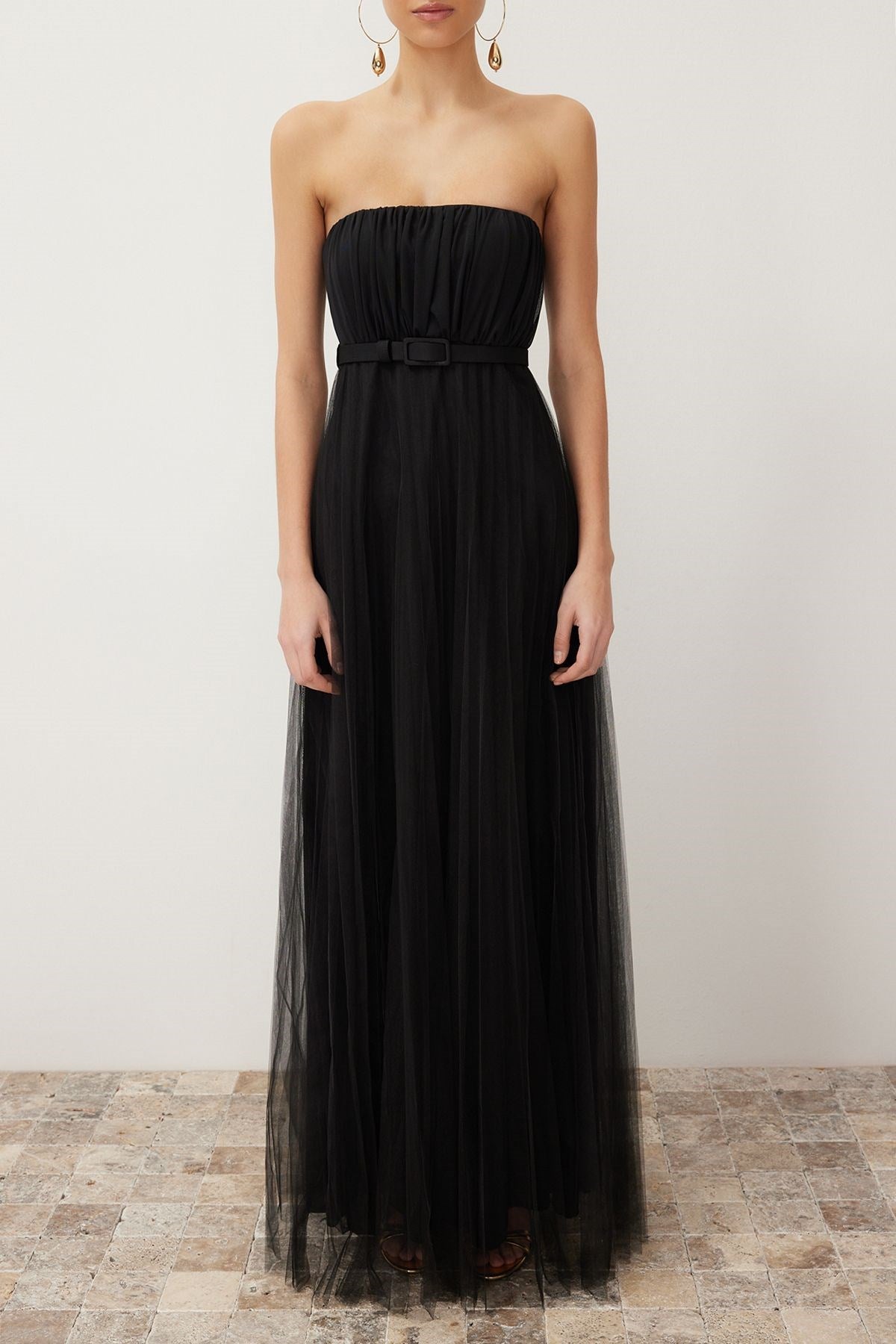 Black Tulle Knitted Long Elegant Evening Dress Tprss24ae00090