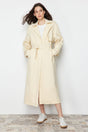 Beige Oversize Wide Cut Belted Cotton Trench Coat Twoss24tr00021