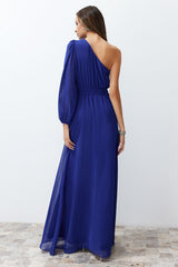 Saks One Sleeve Accessory Chiffon Long Night Evening Dress Tprss24ae00085