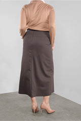 Women's Mink Button Detailed Classic Skirt 60125 22ketktr60125