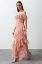 Dusty Rose Ruffle Chiffon Long Night Evening Dress Tprss24ae00092