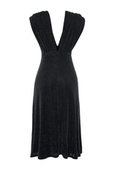 Anthracite Waist/skater Lined Glitter Chic Evening Dress Tprss23el00503