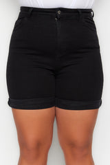 Anthracite High Waist Flexible Skinny Denim Shorts & Bermuda Tbbss23ap00010