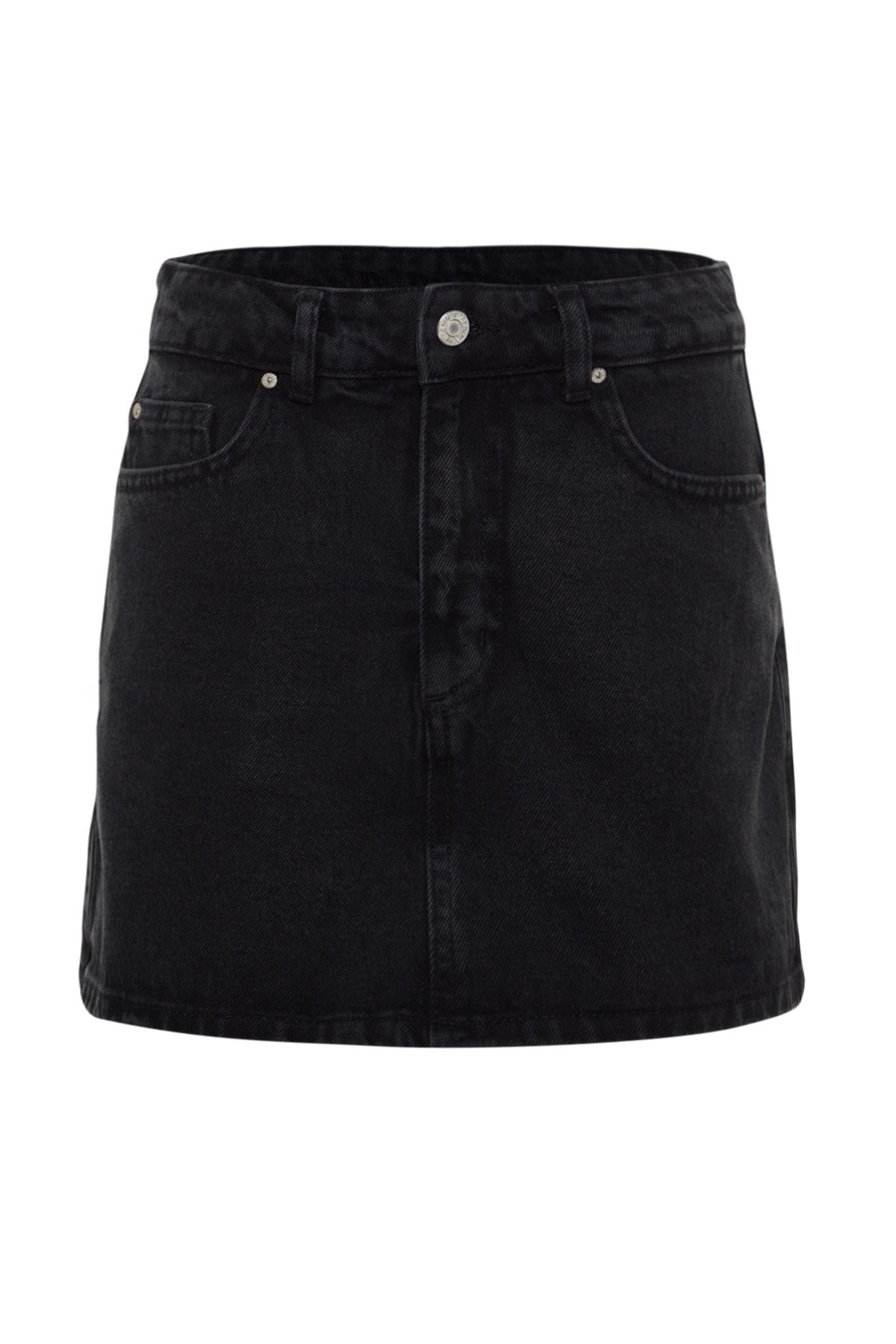 Black Mini Denim Shorts Skirt Twoss23sr00190