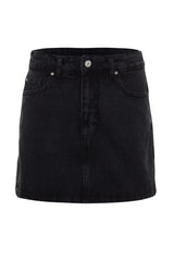 Black Mini Denim Shorts Skirt Twoss23sr00190