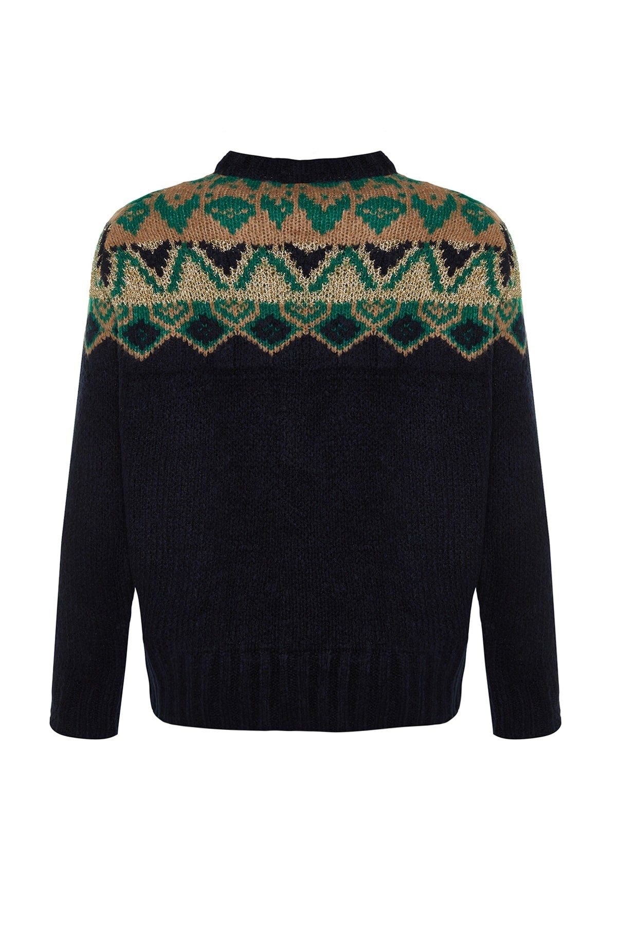 Dark Navy Oversize Christmas Pattern Glitter Knitwear Sweater Twoaw23kz01580