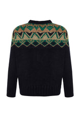 Dark Navy Oversize Christmas Pattern Glitter Knitwear Sweater Twoaw23kz01580