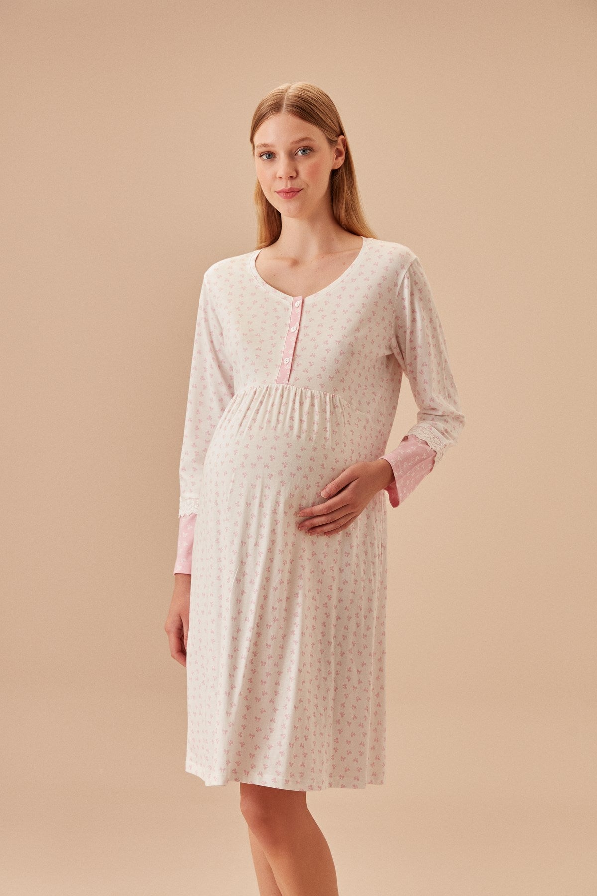 Bow Maternity Maternity Nightgown Sh24245613l