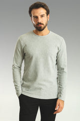 Anthracite Color Slim Fit Long Sleeve Crew Neck Men's T-shirt 36679.21k