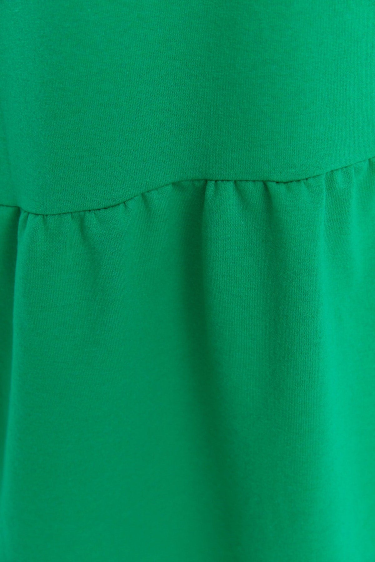 Green Ruffle Detailed Crew Neck Knitted Dress Tctss22el00000